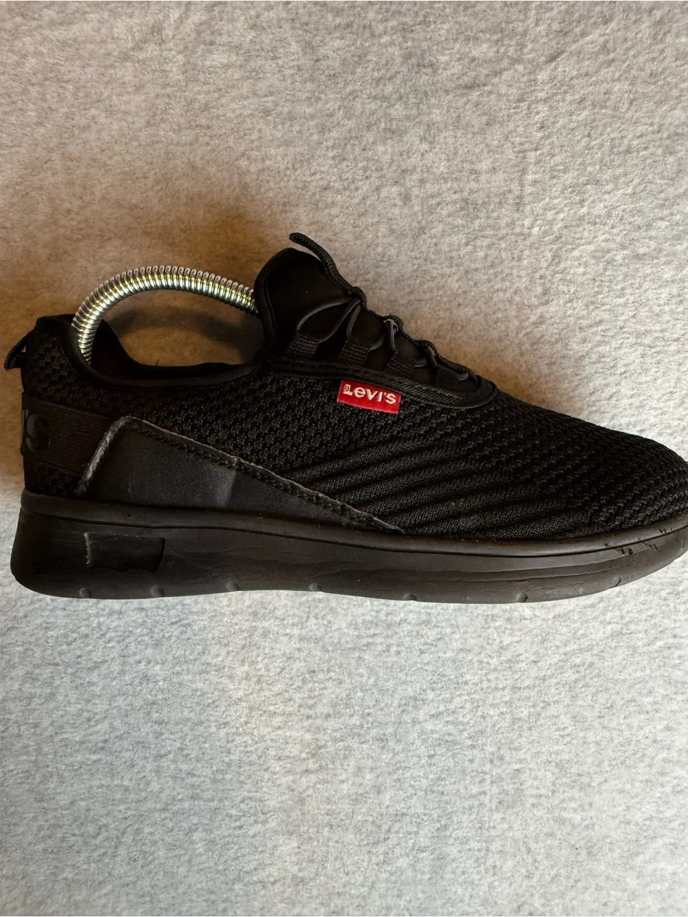 Levi's Men's Black Knit Slip On Casual Sneakers with Red Logo